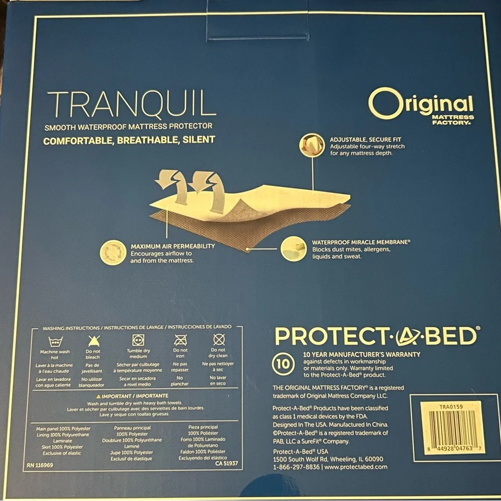 Original Mattress Factory Protect-A-Bed Tranquil Mattess Protector-Cal King Size